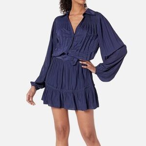 Ramy Brook Women's Blue Becky Belted Button Front Mini Dress